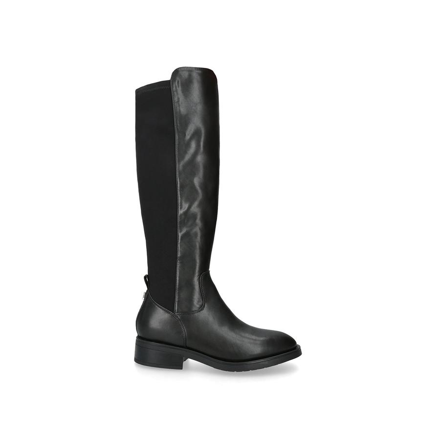 Black fabric knee high boots hotsell