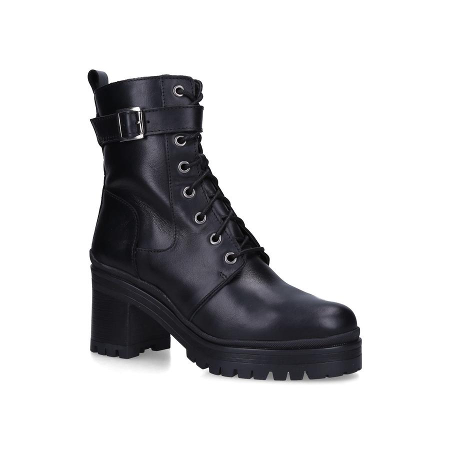 Black lace up buckle boots hotsell