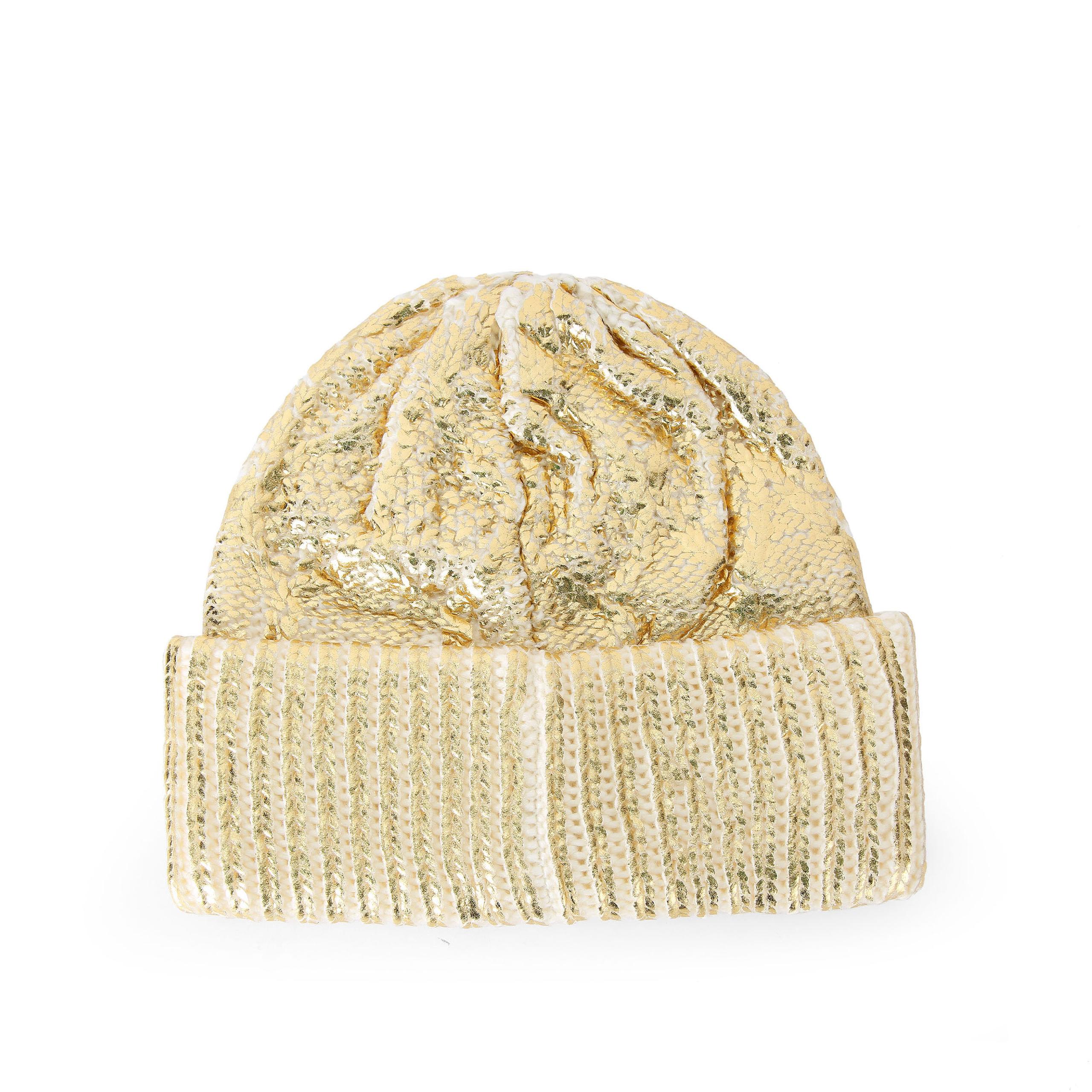 Kurt Geiger Cream Knit Beanie Kurt Geiger London Cable Knit Logo Patch Beanie on SALE  main image 2