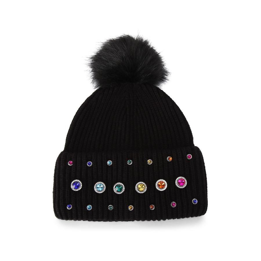 Kurt Geiger Rainbow Embellished Faux Fur Pom Pom Beanie Kurt Geiger Rainbow Embellished Faux Fur Pom Pom Beanie in  main image 3