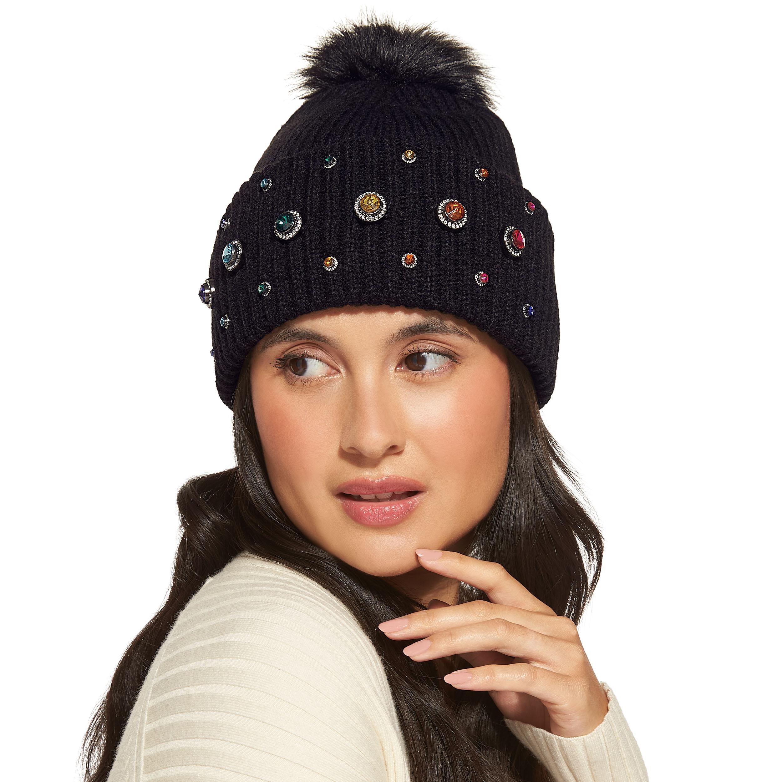 RAINBOW OCTAVIA CRYSTAL BEANIE - KURT GEIGER LONDON HATS