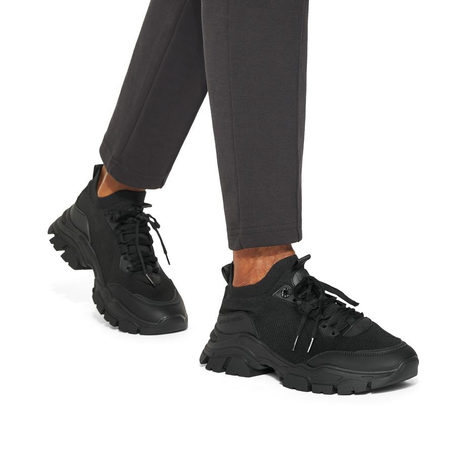 Black fabric trainers best sale