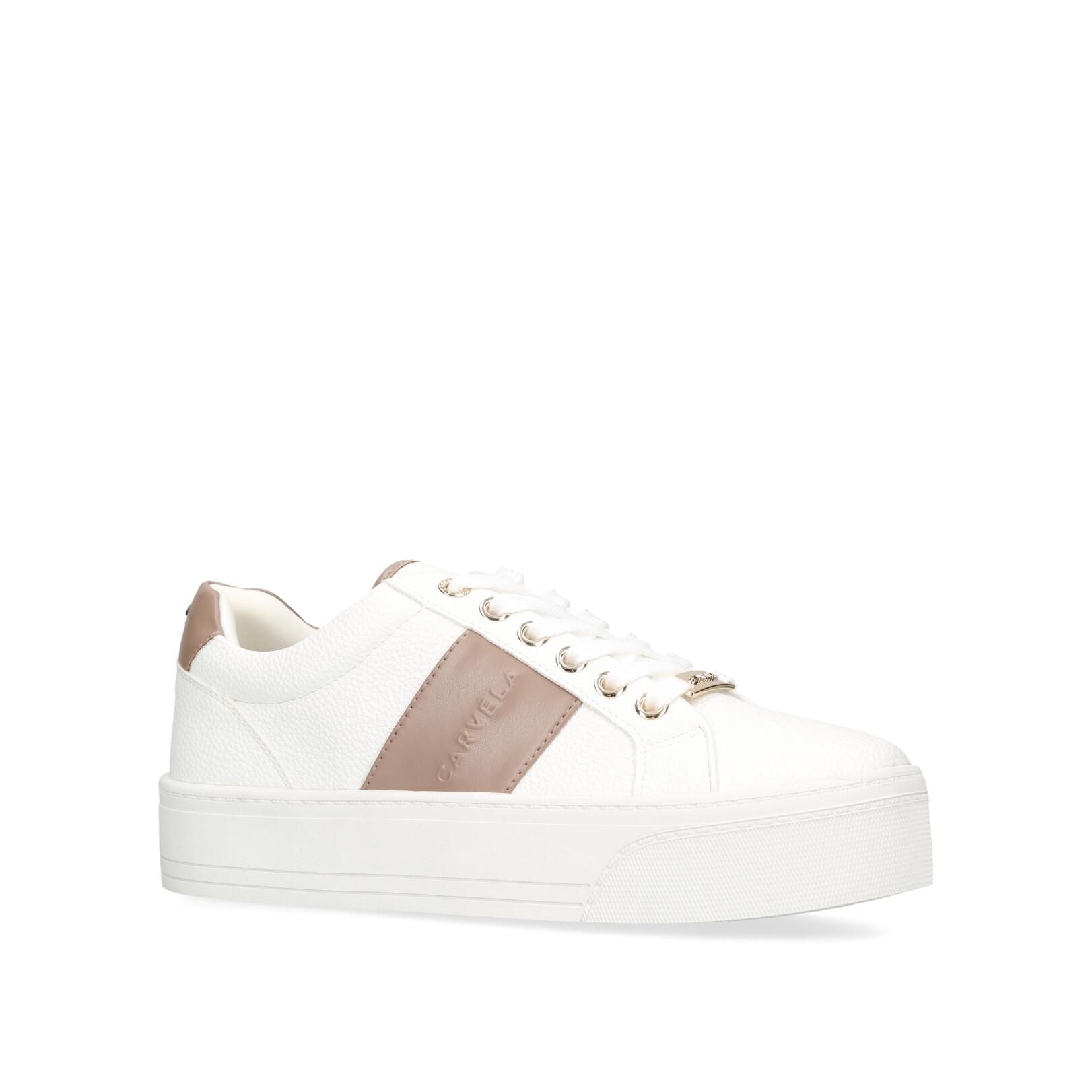 Carvela white and gold hot sale trainers