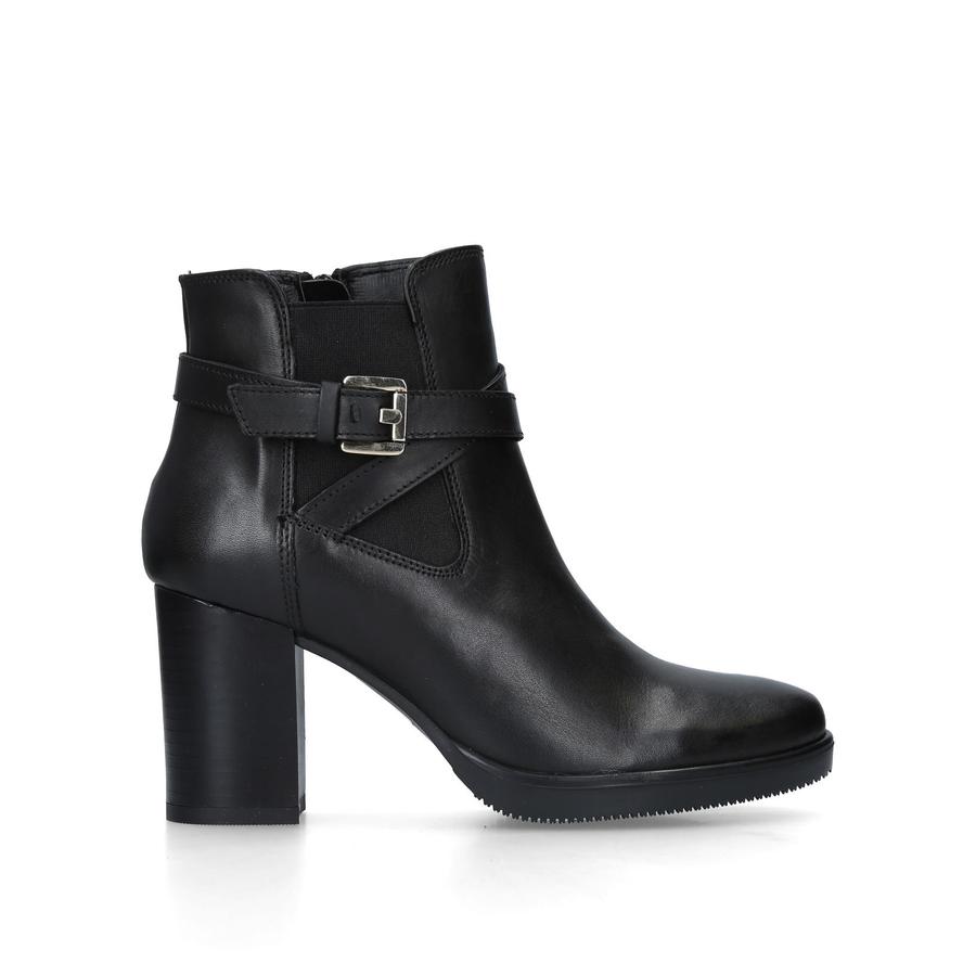 Black ankle boots with silver buckles best sale