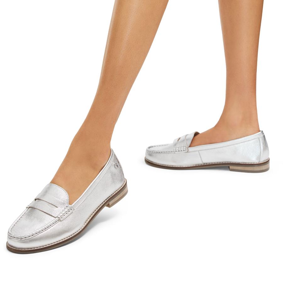Womens metallic loafers sales