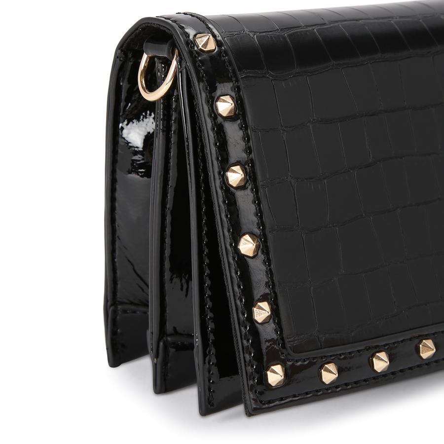 Black leather studded crossbody bag hotsell