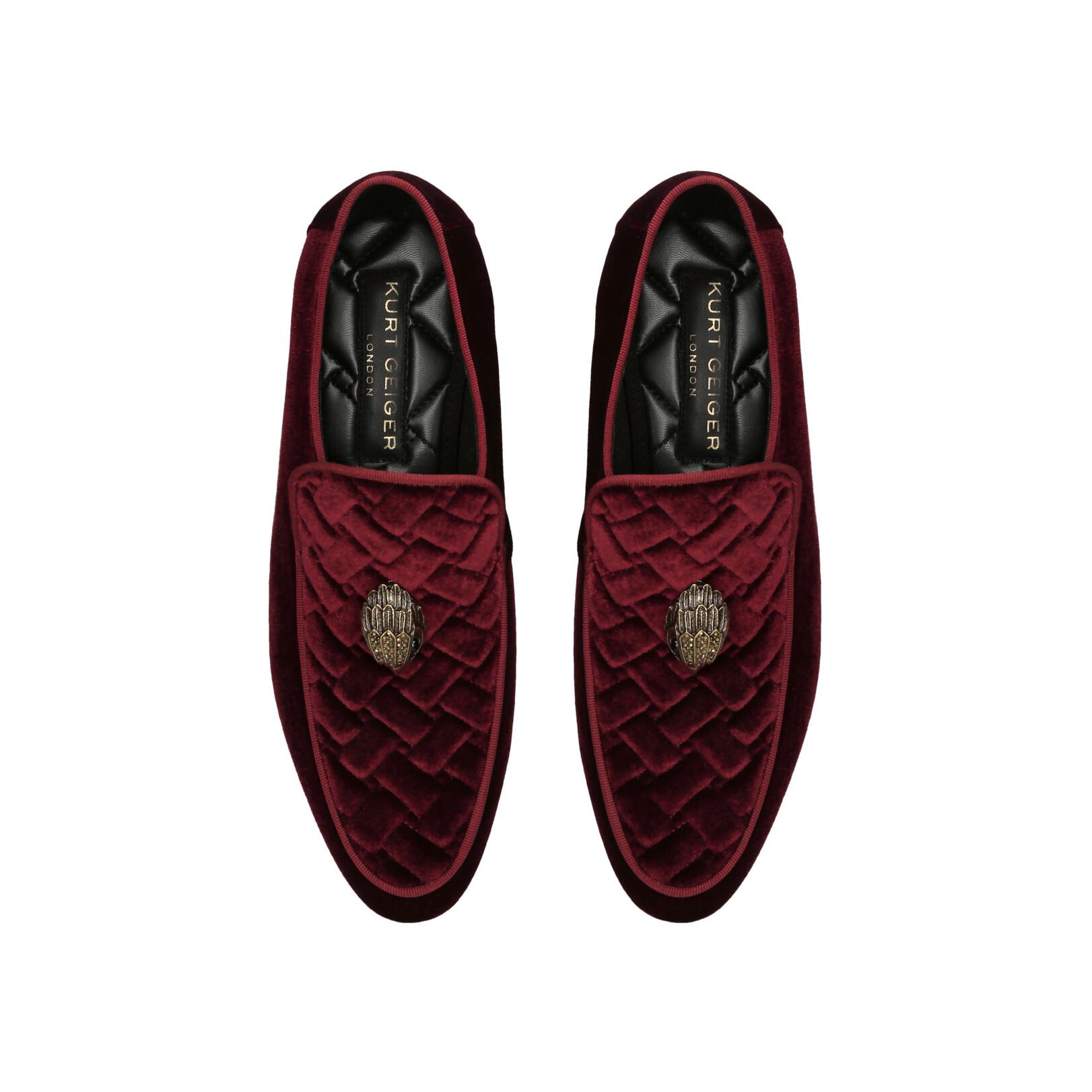 Kurt Geiger London Men 38.5 Hugh Red Loafers Quilted Patent Eagle Statement Prom hugh-2-loafer-wine-fabric-kurt  main image 4