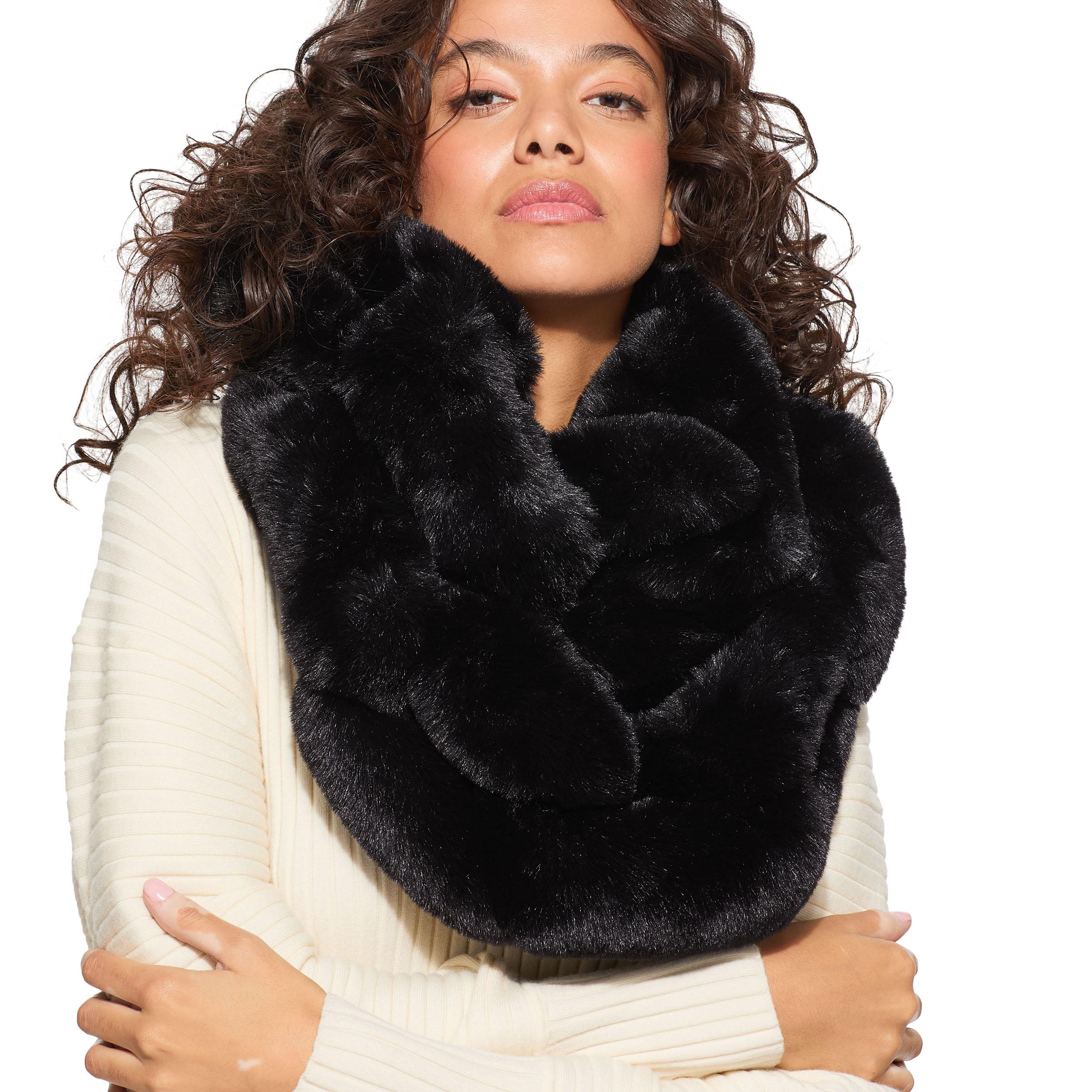 FAUX FUR CHAIN SCARF - KURT GEIGER LONDON KNITTED SCARVES
