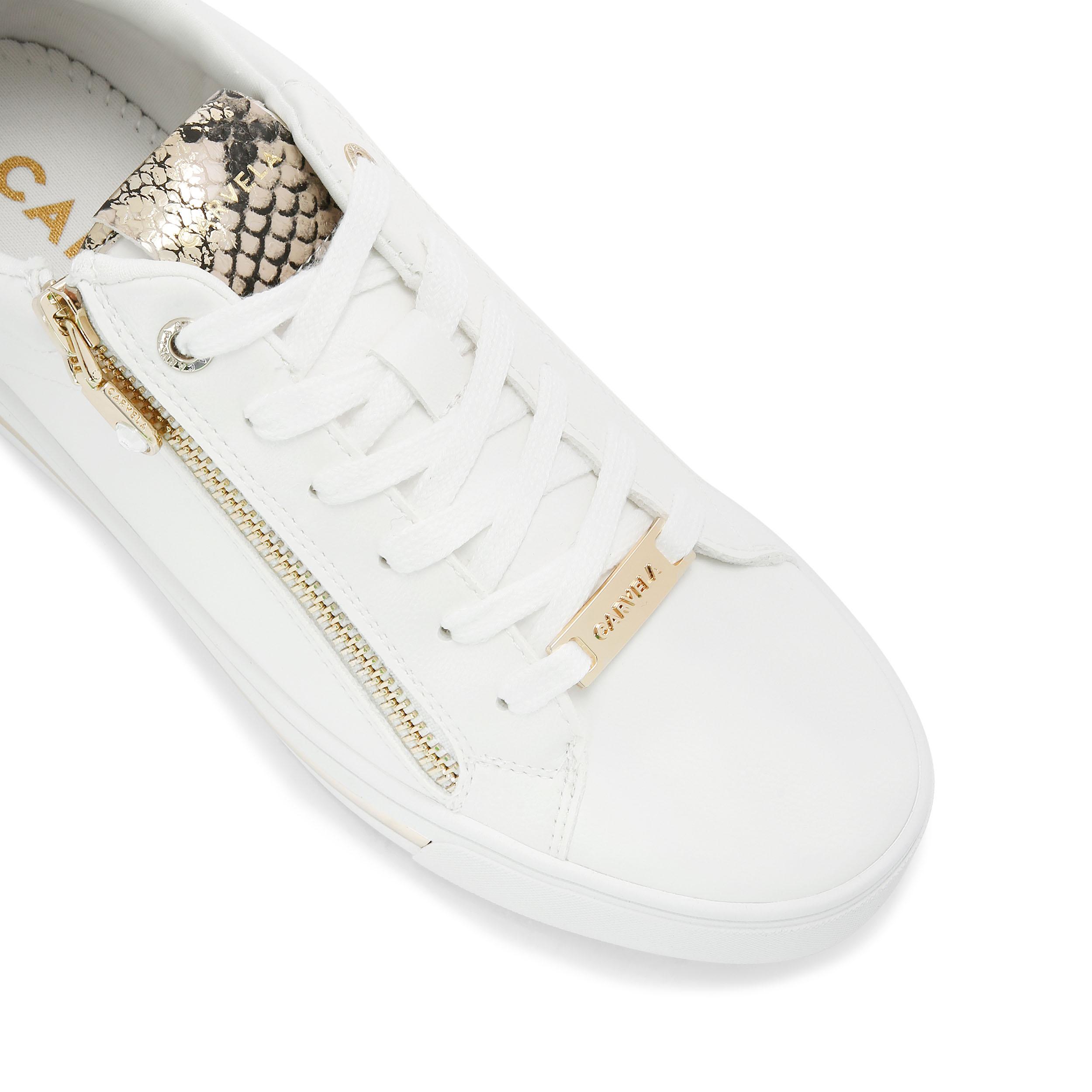 White sneakers with gold zipper sales