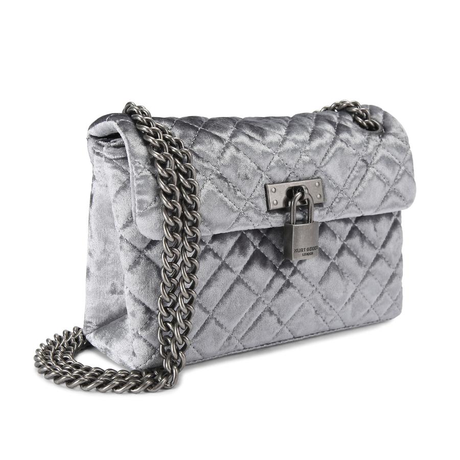 Grey velvet bag clearance