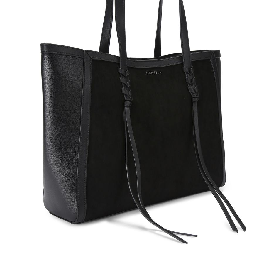 Black chain front winged tote bag sale