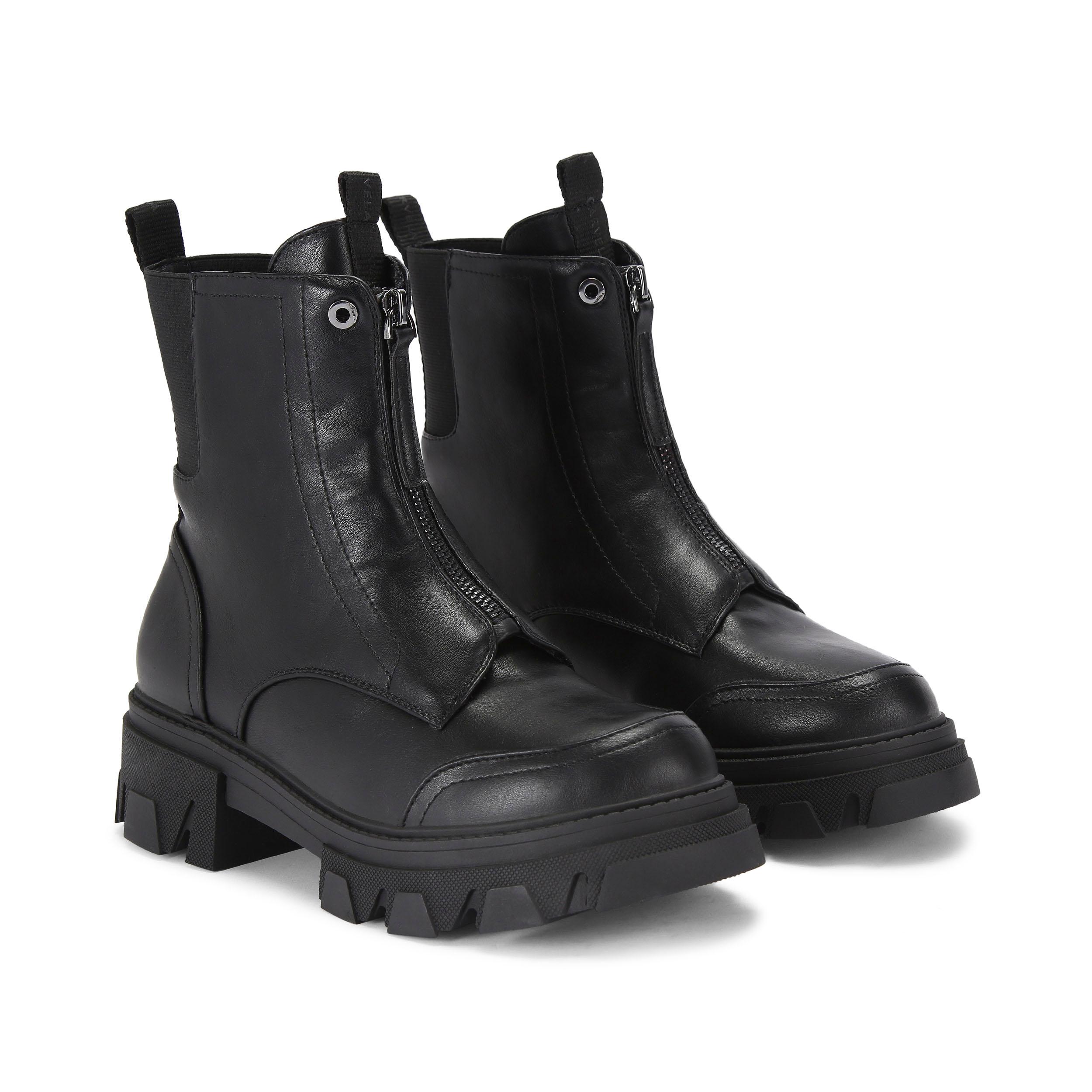 Black leather zip boots best sale