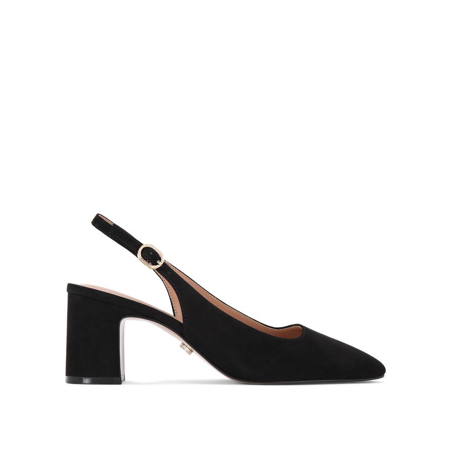 Black suede sling back shoes online