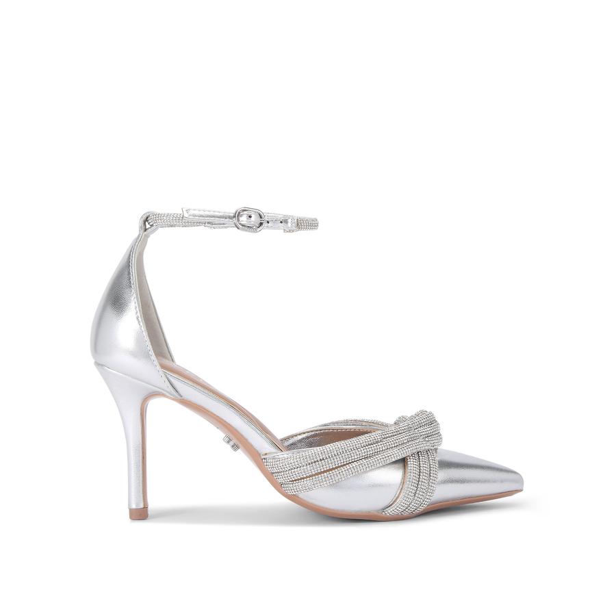 Escarpins Carvela Argentés à Talon épais - Taille UK 5 (39) - Style Bois Chic - Occasion