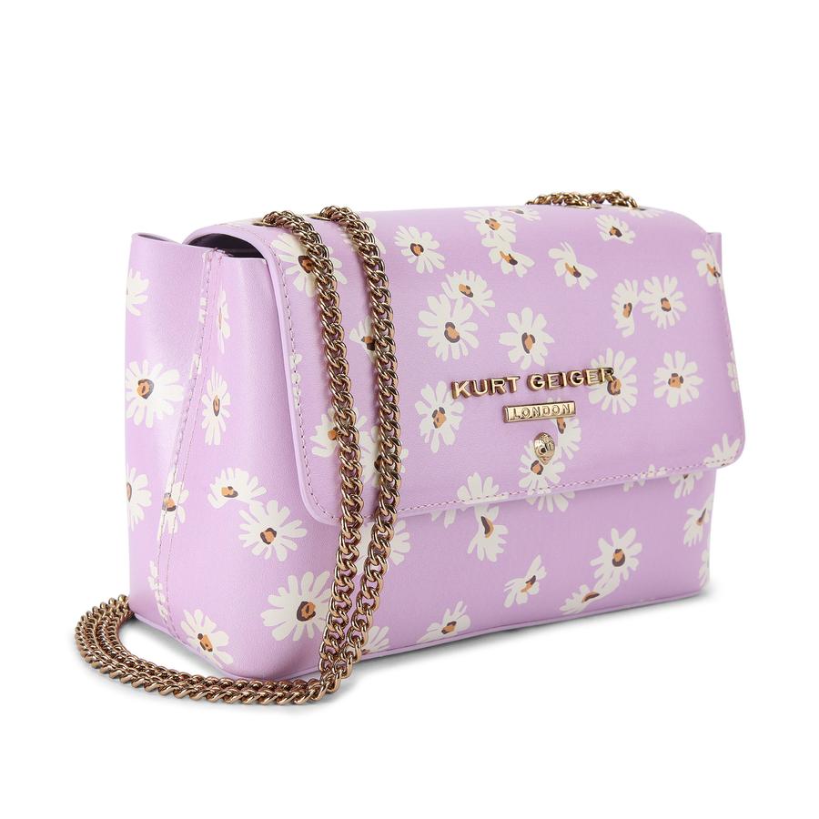 ハンドメイドレザークラフト牛革ピンクパープル✖️ホワイトパイソンボディ肩掛けバッグ HAMPSTEAD FLAP XBODY - KURT GEIGER LONDON DAY BAGS