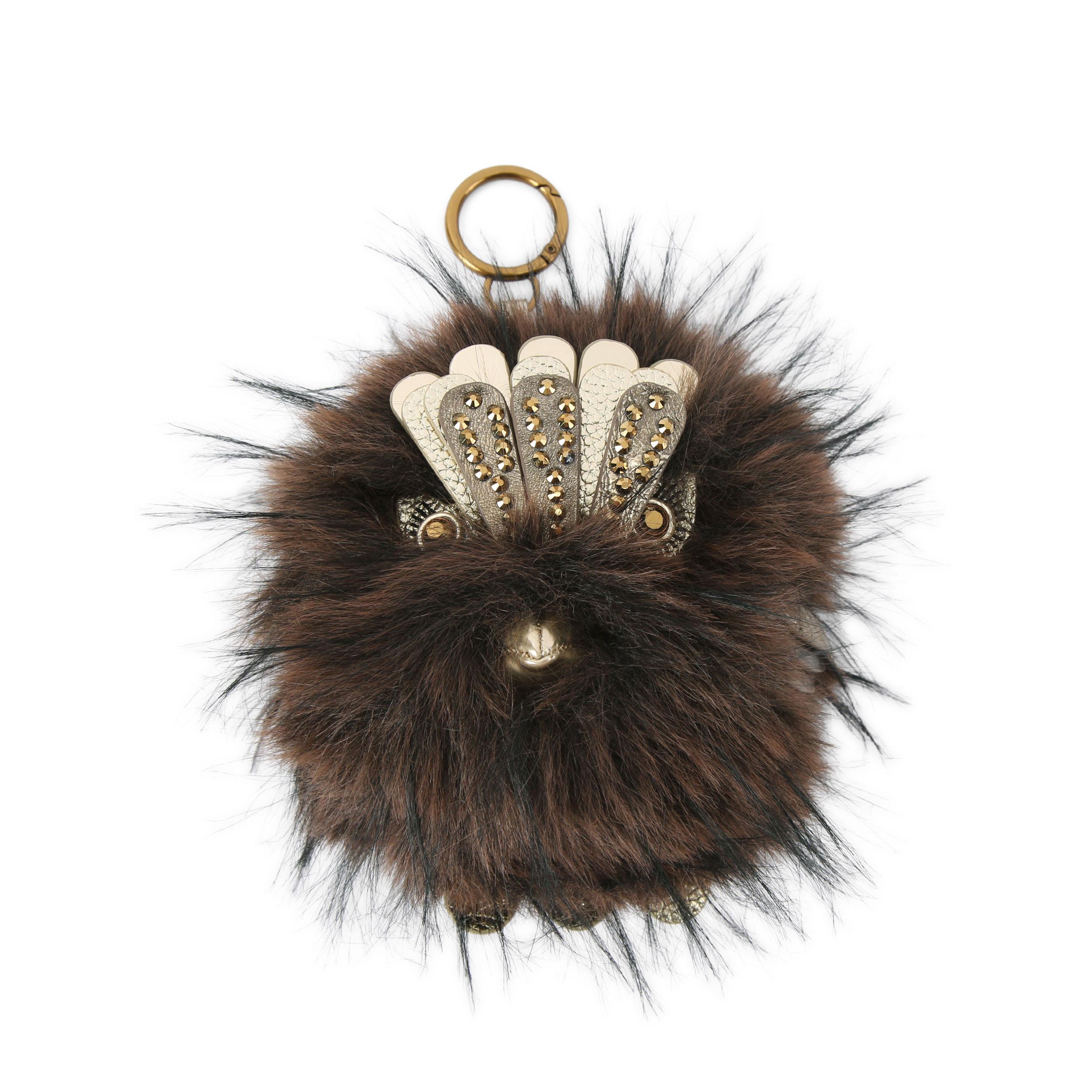 Kurt Geiger NWT! Pom Pom Eagle Charm Keychain in Brown & Gold Shoeaholics | Shop Over 100 Great Footwear & Accessory Brands main image 3