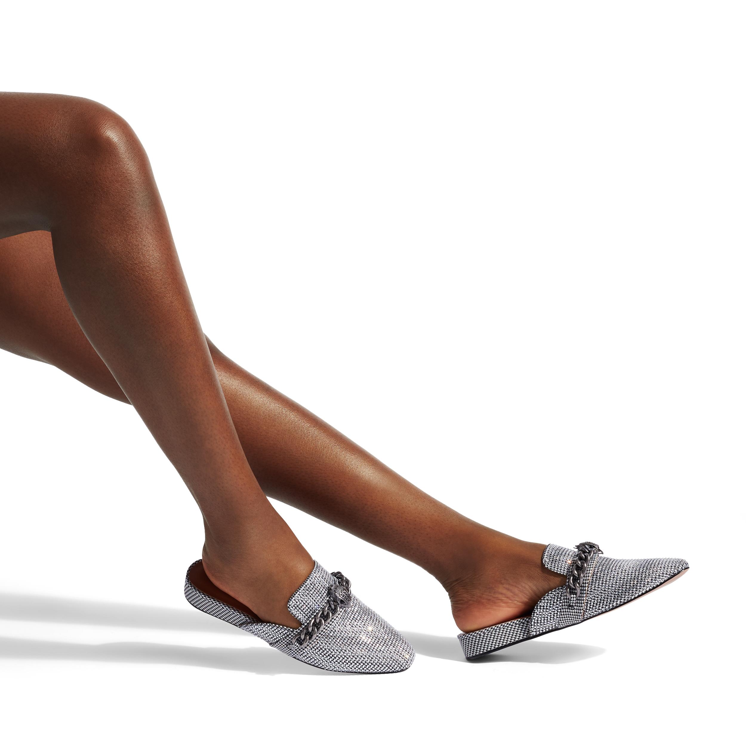 Silver flat mules clearance