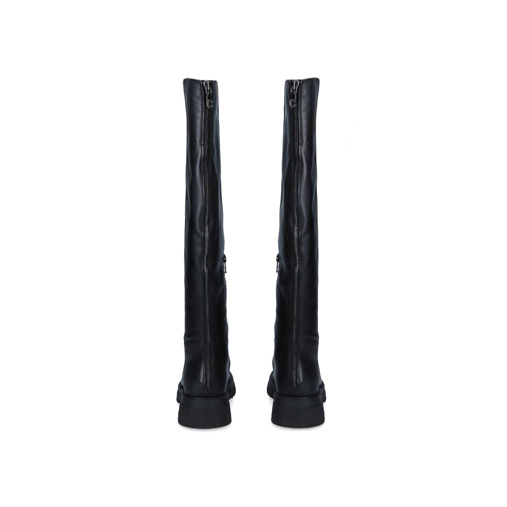 Black and white knee high boots clearance