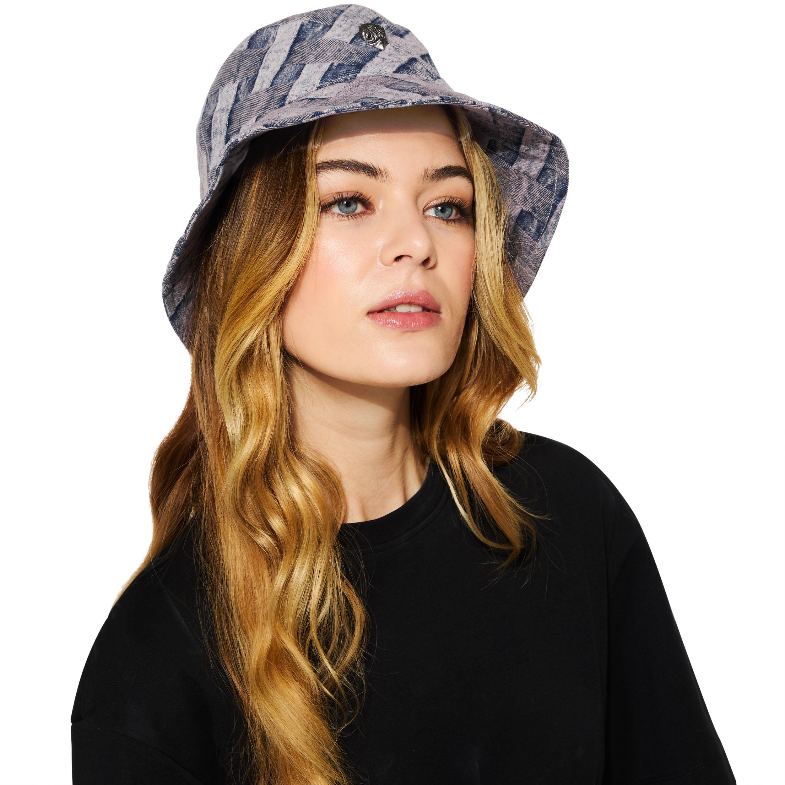 Kurt Geiger Kensington Denim Weave Bucket Hat NWT? KENSINGTON BUCKET HAT Pink Denim Bucket Hat by KURT GEIGER  main image 3
