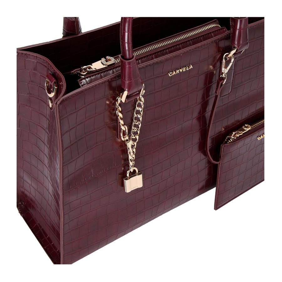 Carvela holly croc zip bag wine clearance