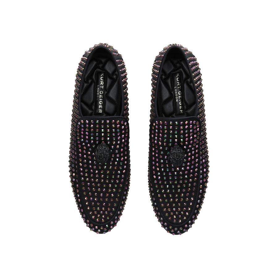 Kurt Geiger London Satin Loafers Chelsea Point Slip-On Loafers Black Flats | Kurt Geiger main image 3