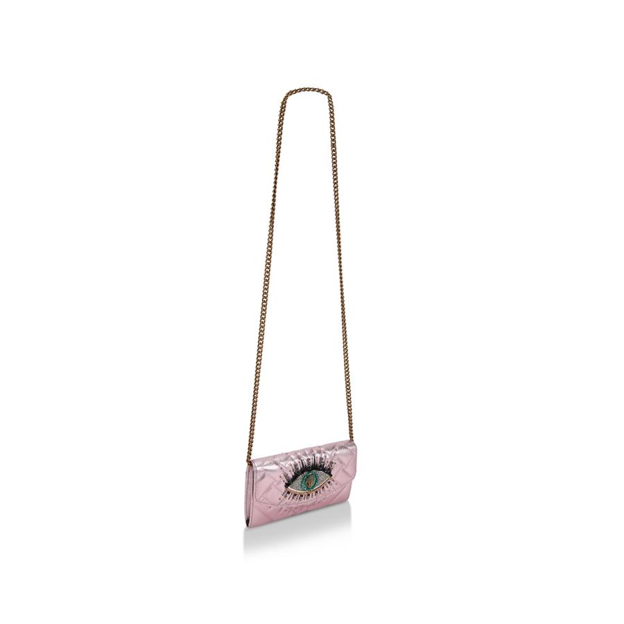 Kurt Geiger Eye Pink Metallic Leather shops Wallet Crossbody