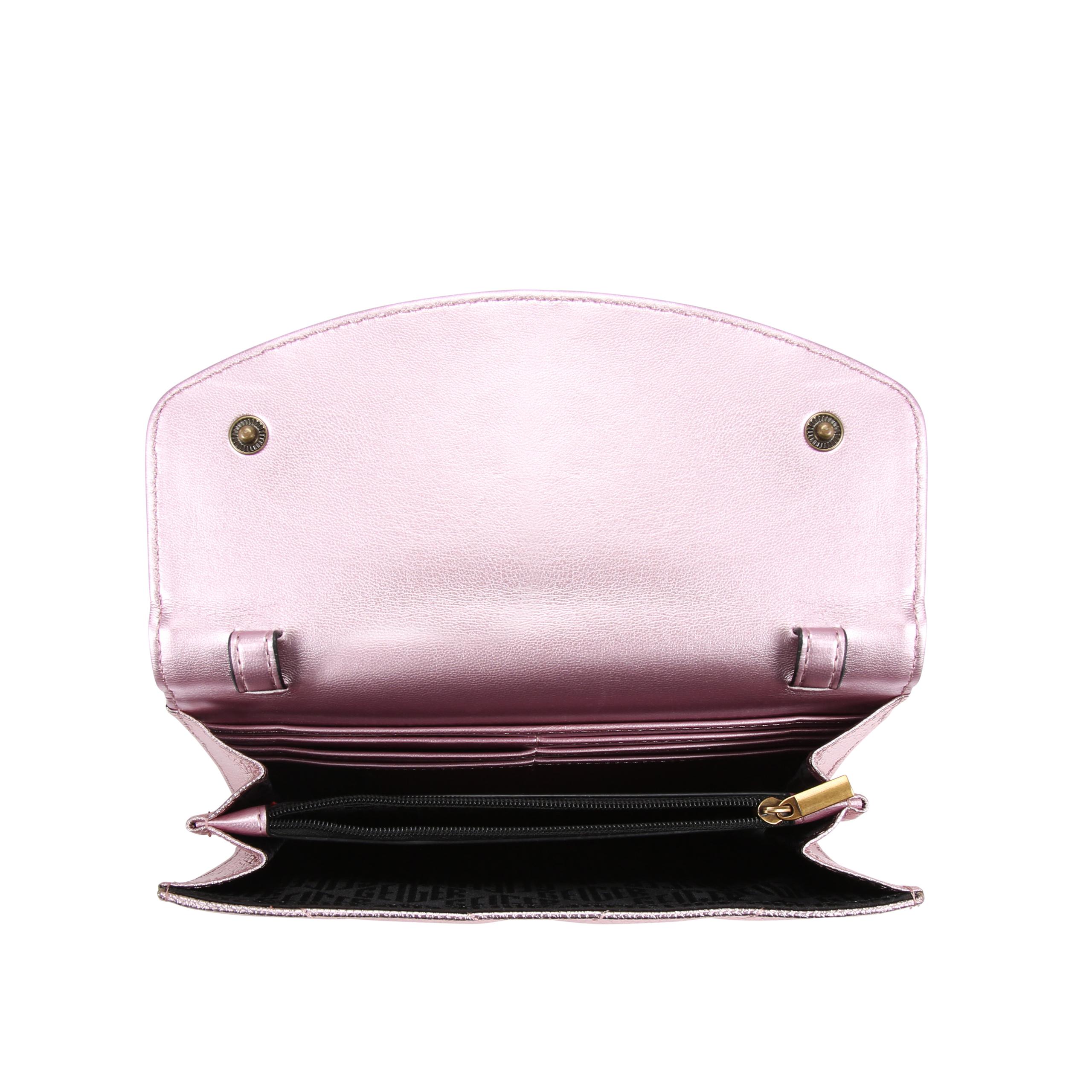 Kurt Geiger Eye Pink Metallic Leather shops Wallet Crossbody