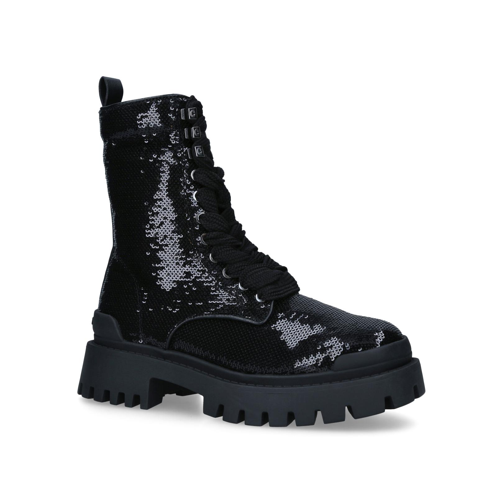 Glossy black combat boots online