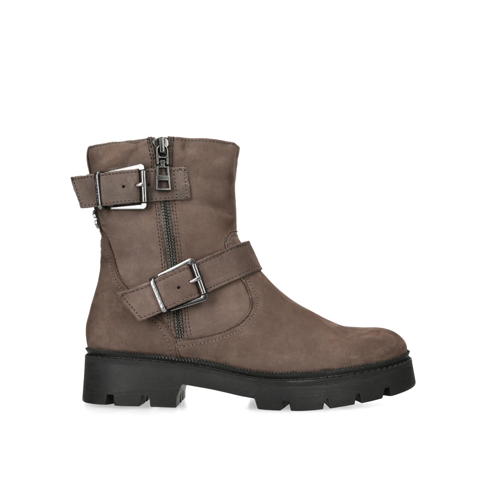 Ladies brown biker boots best sale