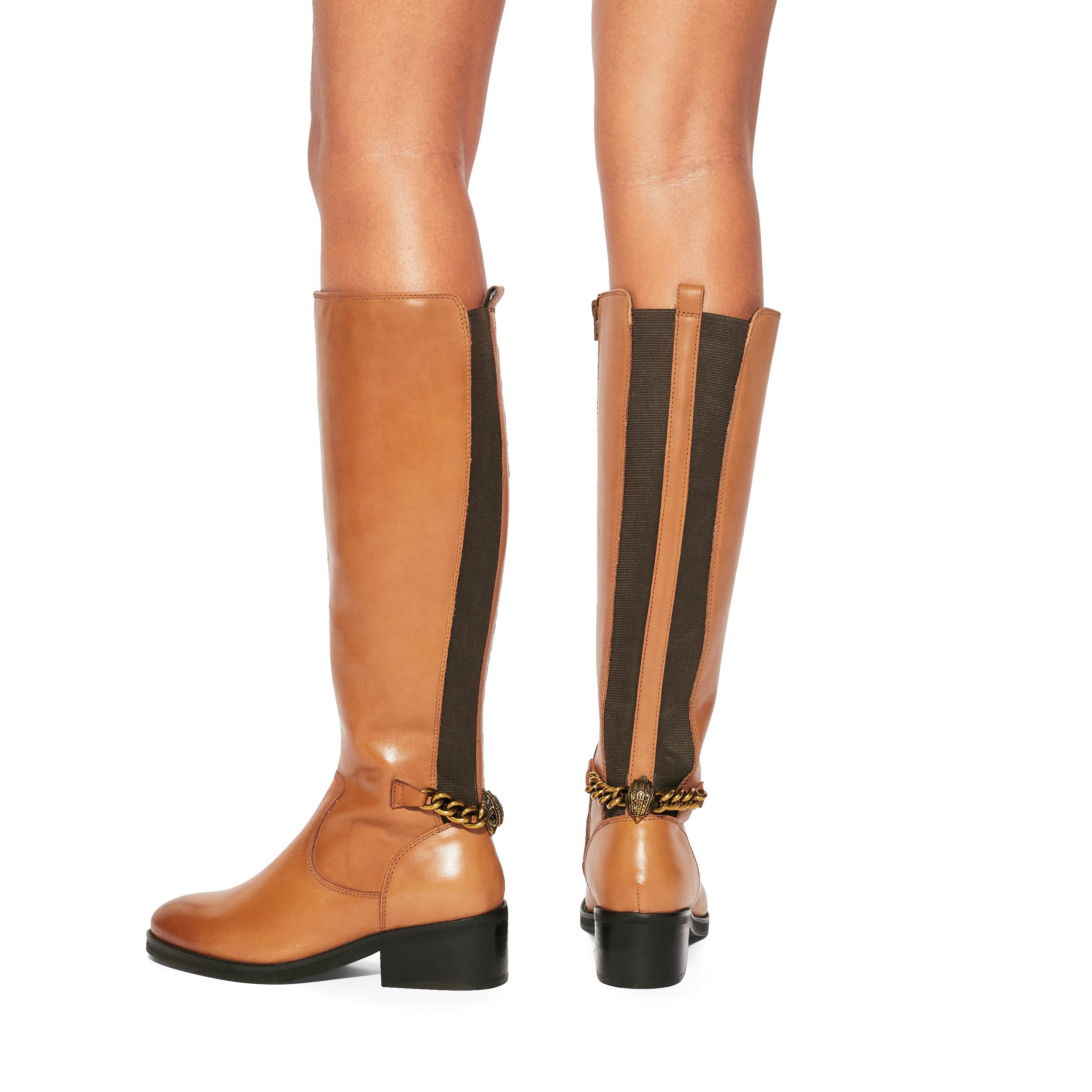 Dune Tan Leather Knee High Boots KGL CHELSEA RIDER KURT GEIGER