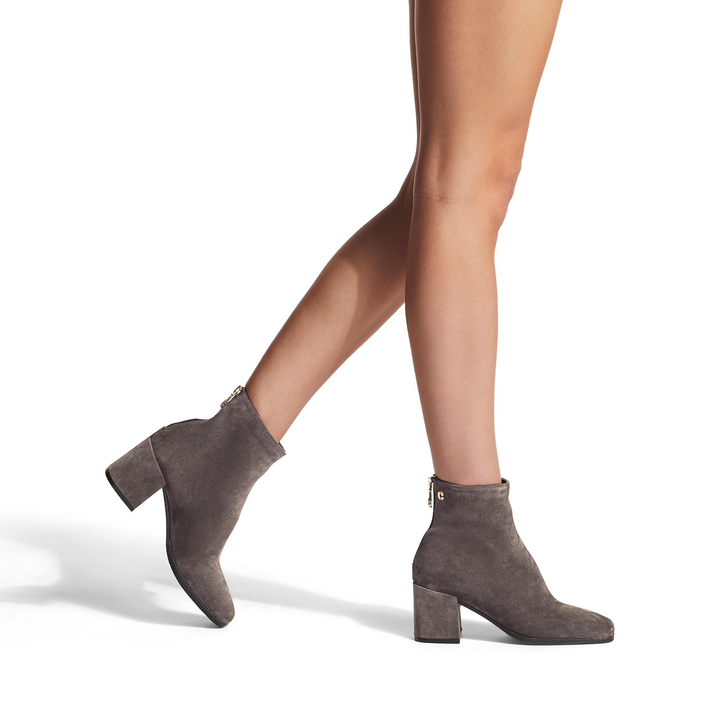 Grey suede booties with heel hotsell