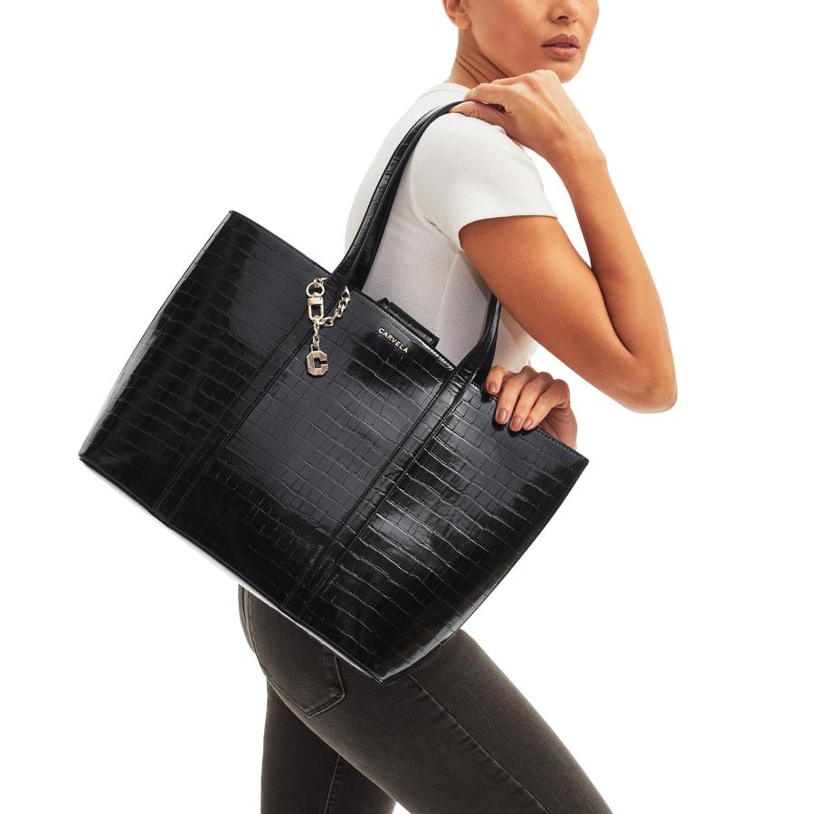 Carvela black croc bag hotsell